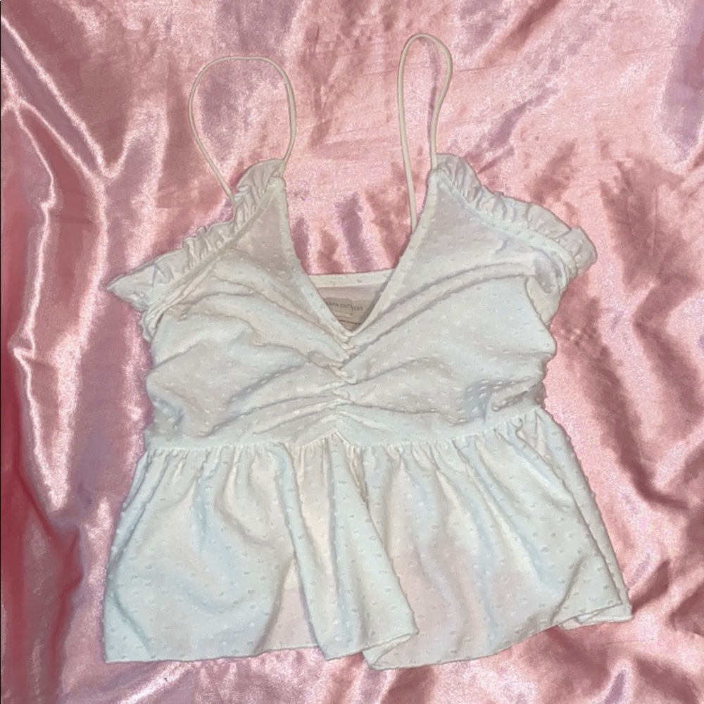 Urban Outfitters - White Ruffle Tank Top